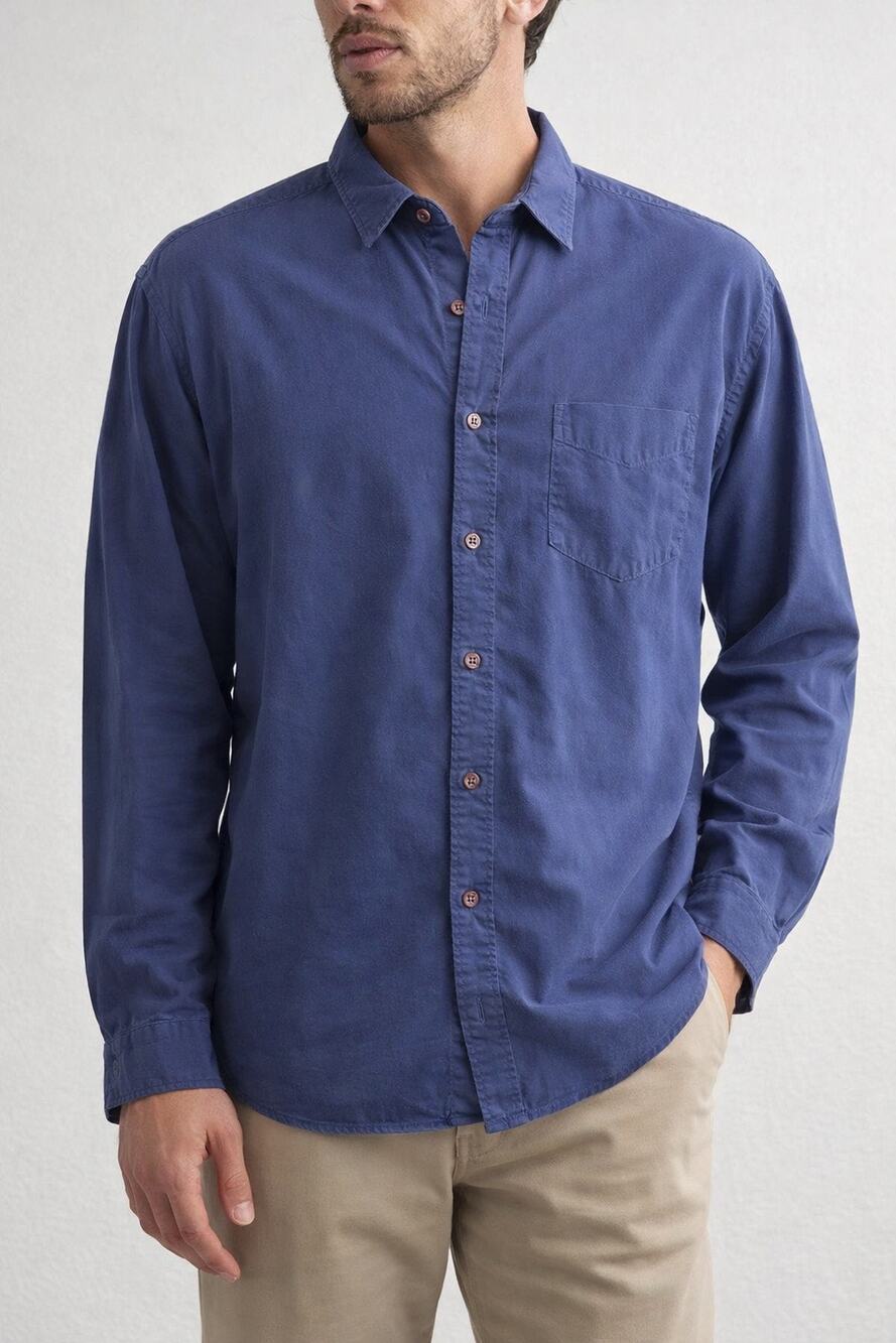 CoastAoro Blue Button Down Shirt Cotton Long Sleeve Pocket Casual L coastal